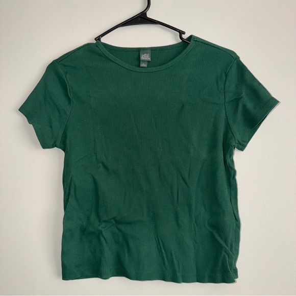 wild fable Dark Green Ribbed Crop Tee - Short Sleeve - Picture 2 of 4